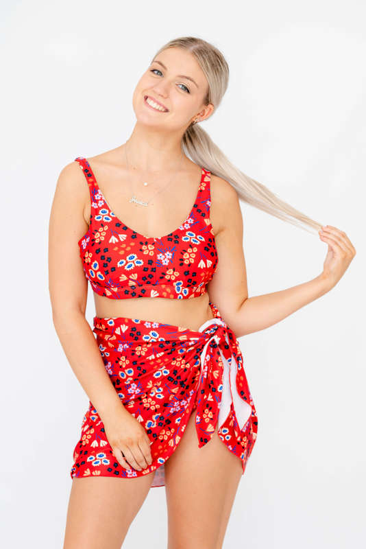 Senza® Zelia 3 Piece Bikini Swimwear Set With Modest Cover Up Matching Sarong