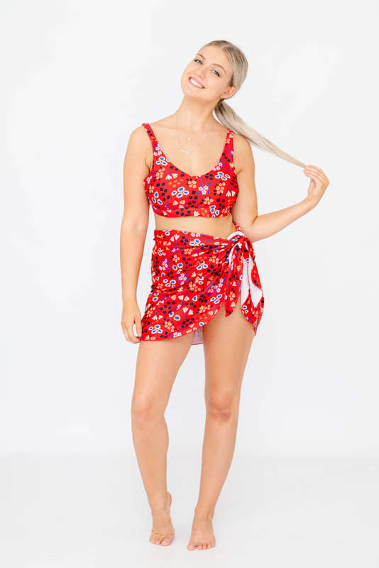 Senza® Zelia 3 Piece Bikini Swimwear Set With Modest Cover Up Matching Sarong