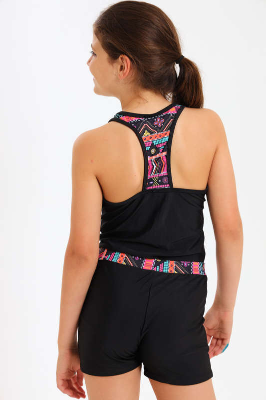Senza Kids® Lexa Girls Contrast Geo Print Tankini Set Summer Swimwear 7 to 14 Years