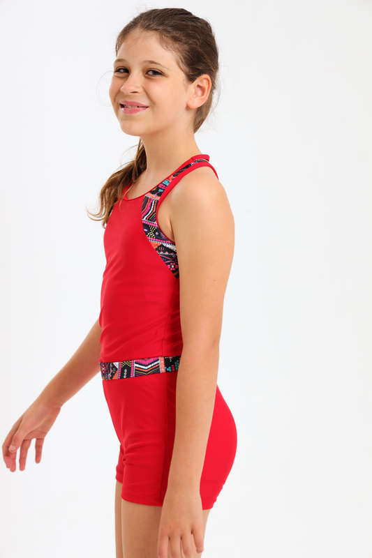 Senza Kids® Lexa Girls Contrast Geo Print Tankini Set Summer Swimwear 7 to 14 Years