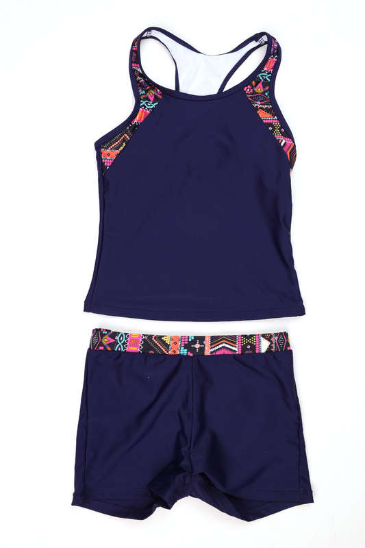 Senza Kids® Lexa Girls Contrast Geo Print Tankini Set Summer Swimwear 7 to 14 Years