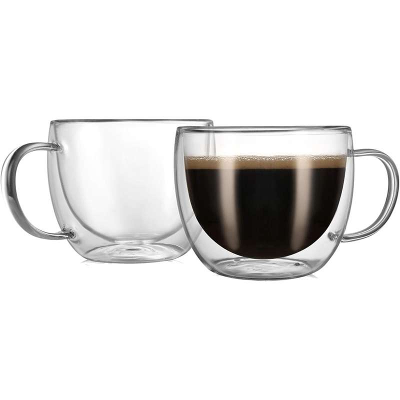 Senza Mug Warmer Coaster For Desk With 2 x Double Walled 150ml Espresso Coffee Cups
