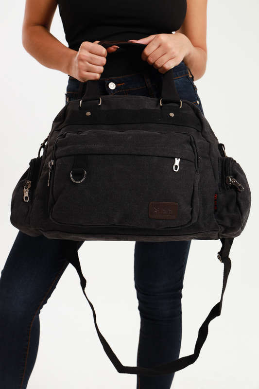 Senza Sport® Large Capacity Canvas Shoulder Weekend Travel Luggage Handbag Duffle Bag