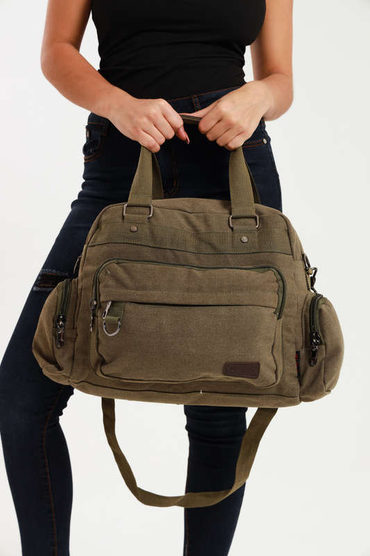 Senza Sport® Large Capacity Canvas Shoulder Weekend Travel Luggage Handbag Duffle Bag