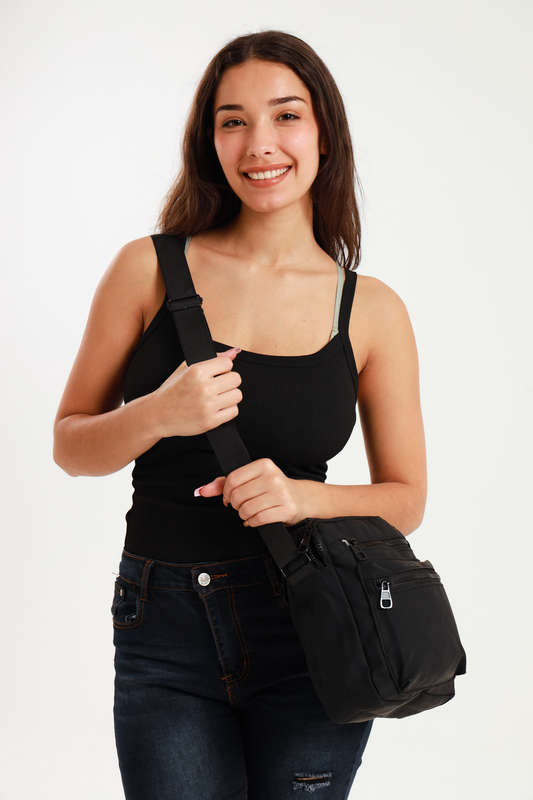 Senza Sport® Stellar Unisex Multi Zipper Sling Shoulder Bag Crossbody Travel Messenger Bag