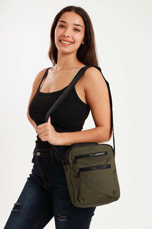 Senza Sport® Stellar Unisex Multi Zipper Sling Shoulder Bag Crossbody Travel Messenger Bag