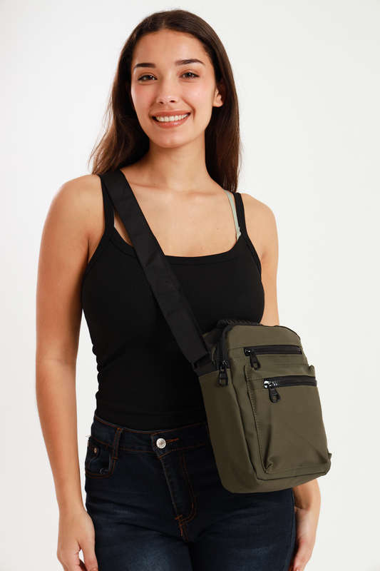 Senza Sport® Stellar Unisex Multi Zipper Sling Shoulder Bag Crossbody Travel Messenger Bag