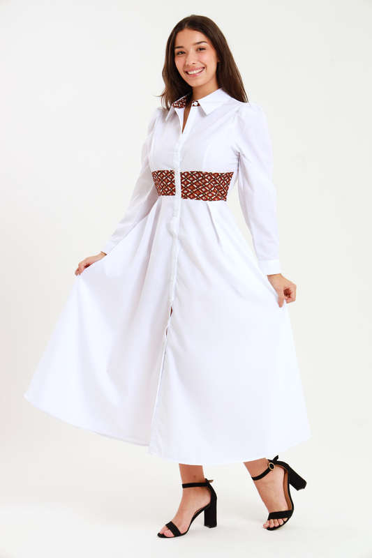 Tanya Ankle Length Long Sleeve Button Down Shirt Dress (Size M to 4XL)