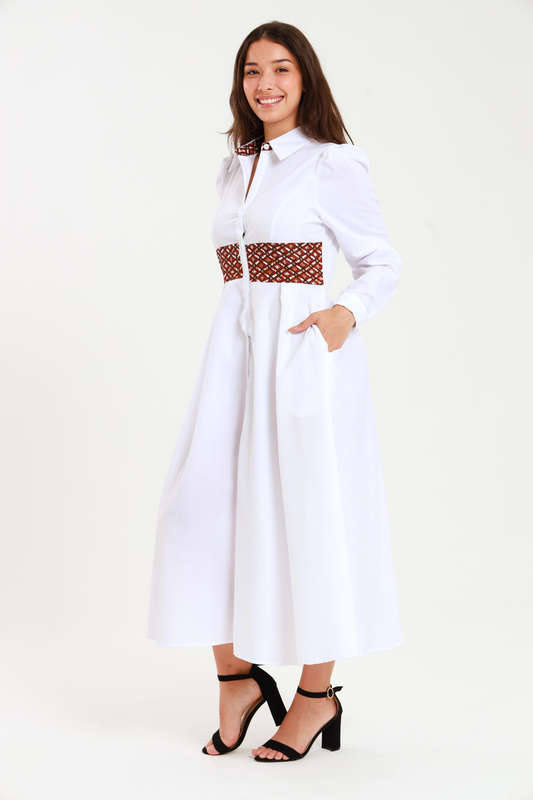 Tanya Ankle Length Long Sleeve Button Down Shirt Dress (Size M to 4XL)