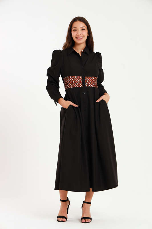 Tanya Ankle Length Long Sleeve Button Down Shirt Dress