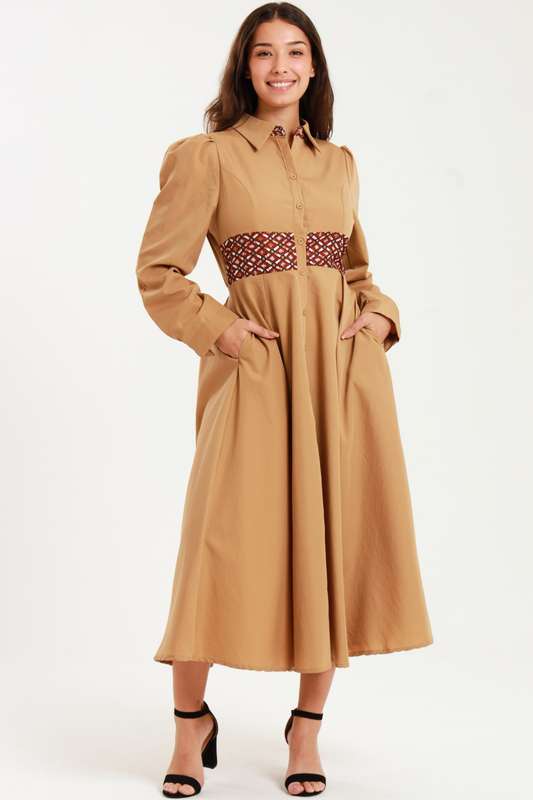 Tanya Ankle Length Long Sleeve Button Down Shirt Dress (Size M to 4XL)