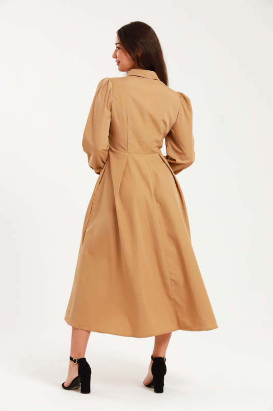 Tanya Ankle Length Long Sleeve Button Down Shirt Dress (Size M to 4XL)