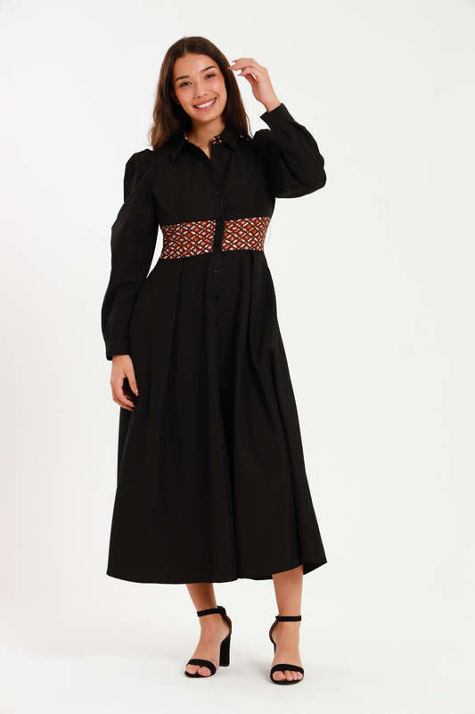 Tanya Ankle Length Long Sleeve Button Down Shirt Dress