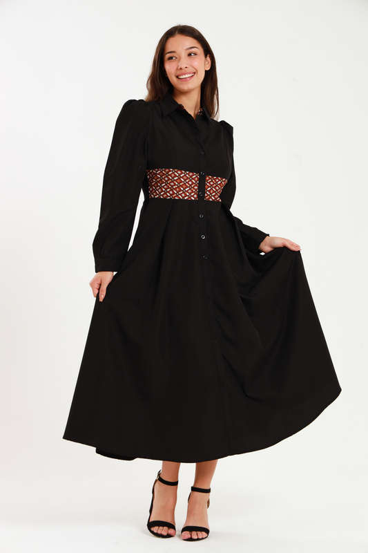 Tanya Ankle Length Long Sleeve Button Down Shirt Dress