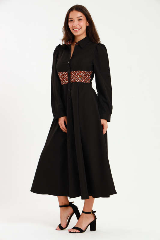 Tanya Ankle Length Long Sleeve Button Down Shirt Dress