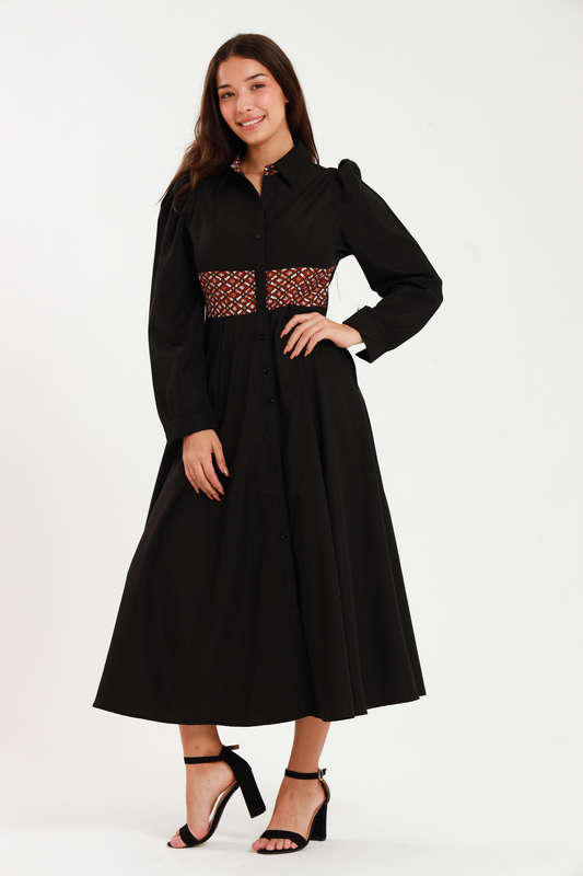 Tanya Ankle Length Long Sleeve Button Down Shirt Dress (Size M to 4XL)