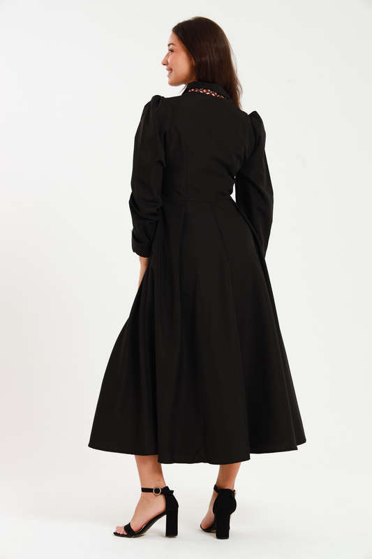 Tanya Ankle Length Long Sleeve Button Down Shirt Dress
