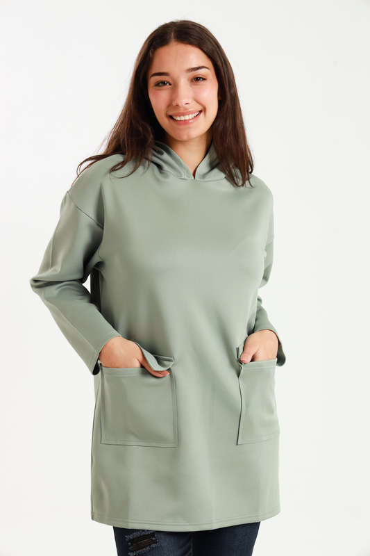Urban Casual Maxi Long Sleeve Hoodie Jacket With Pockets