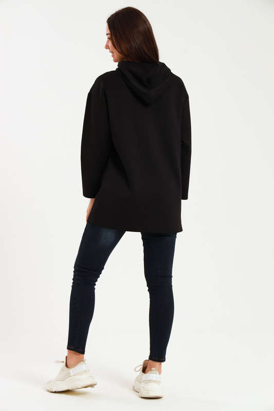 Urban Casual Maxi Long Sleeve Hoodie Jacket With Pockets