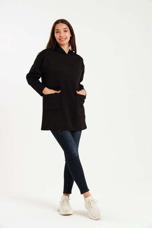 Urban Casual Maxi Long Sleeve Hoodie Jacket With Pockets