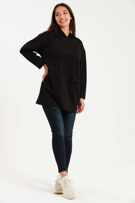 Urban Casual Maxi Long Sleeve Hoodie Jacket With Pockets