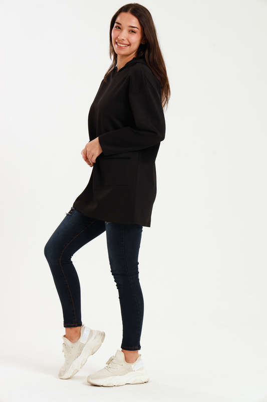Urban Casual Maxi Long Sleeve Hoodie Jacket With Pockets