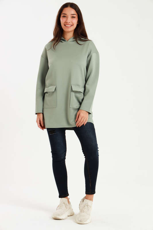 Urban Casual Maxi Long Sleeve Hoodie Jacket With Pockets