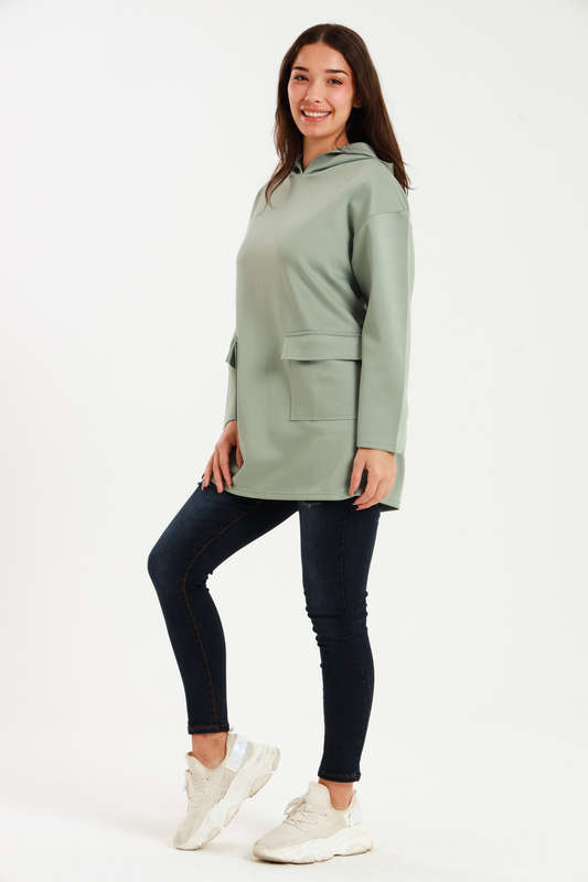 Urban Casual Maxi Long Sleeve Hoodie Jacket With Pockets