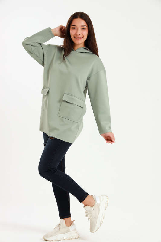 Urban Casual Maxi Long Sleeve Hoodie Jacket With Pockets