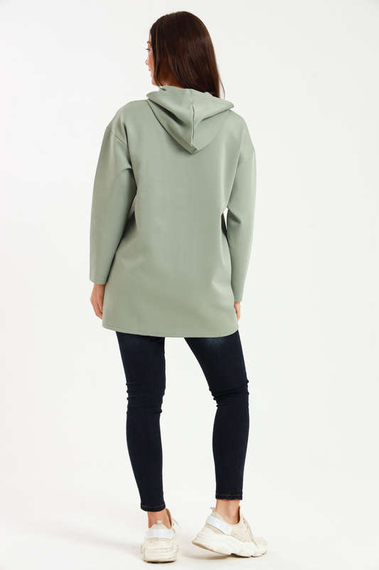 Urban Casual Maxi Long Sleeve Hoodie Jacket With Pockets