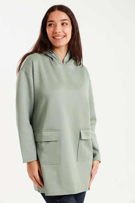 Urban Casual Maxi Long Sleeve Hoodie Jacket With Pockets