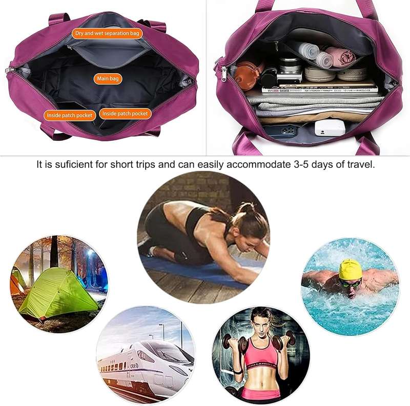 Large Capacity Folding Dry and Wet Separation Travel Sport Bag