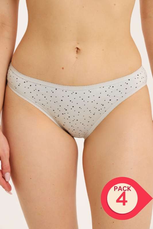 Branded 4 Pack Cotton Stretch High Leg Panties Assorted Pack