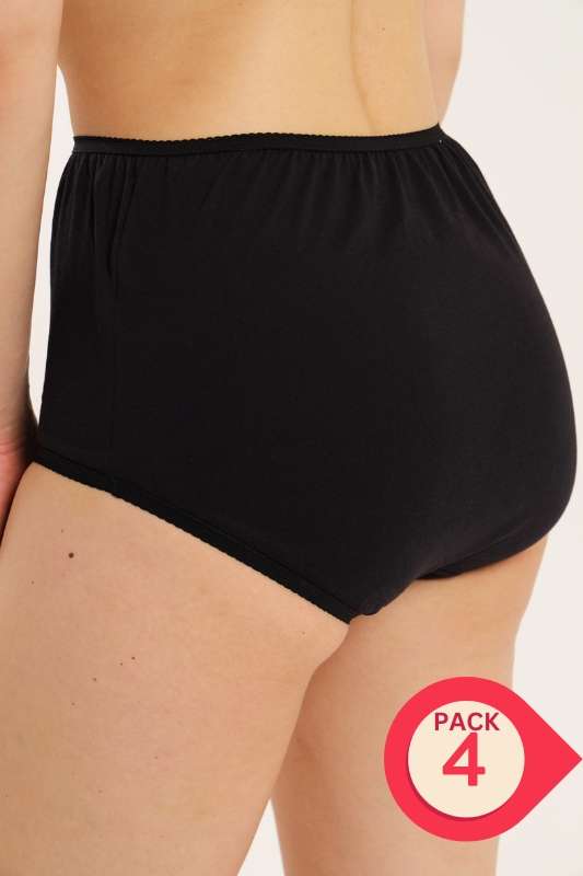 Branded 4 Pack Cotton Underwear High Waisted Panties Full Coverage Granny Brief Panties