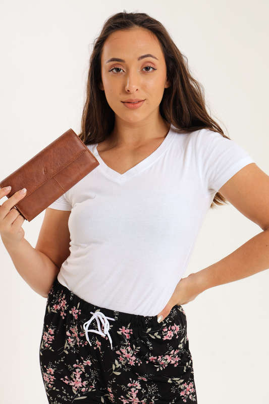 Camel Mountain Genuine Leather Foldable Wallet Purse For Women