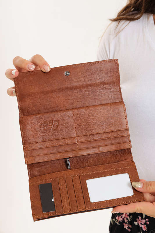 Camel Mountain Genuine Leather Foldable Wallet Purse For Women