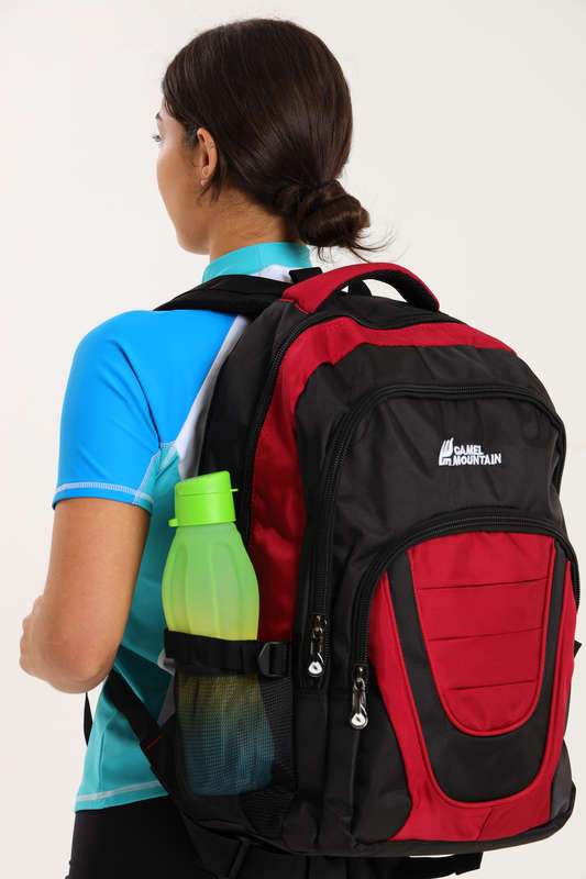 Camel Mountain Laptop Backpack School Bag with Multiple Compartments &amp; Free Water Bottle