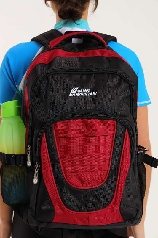 Camel Mountain Laptop Backpack School Bag with Multiple Compartments &amp; Free Water Bottle