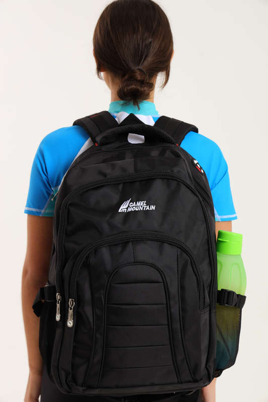 Camel Mountain Laptop Backpack School Bag with Multiple Compartments &amp; Free Water Bottle