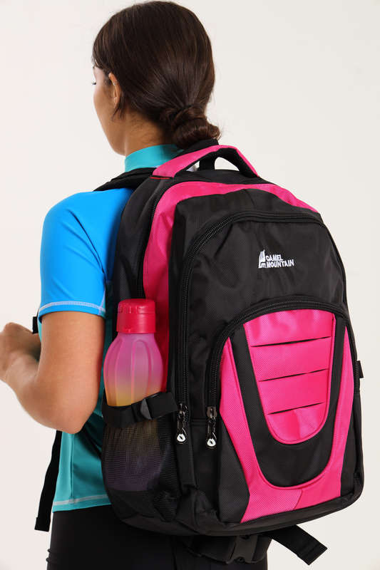 Camel Mountain Laptop Backpack School Bag with Multiple Compartments &amp; Free Water Bottle