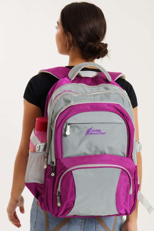 Camel Mountain Travel Backpack School Bag with Multiple Compartments &amp; Free Water Bottle