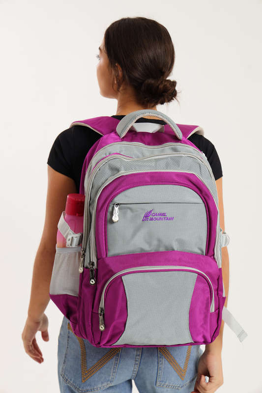 Camel Mountain Travel Backpack School Bag with Multiple Compartments &amp; Free Water Bottle