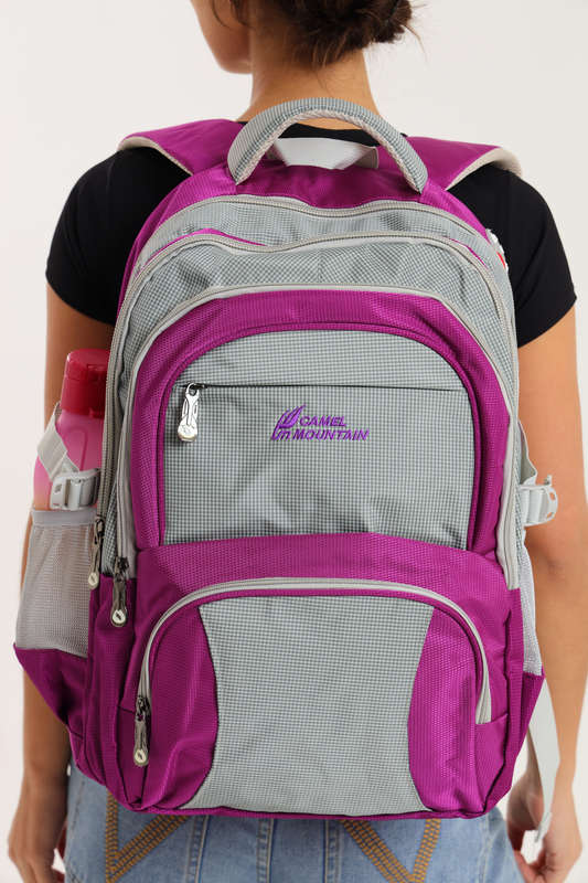 Camel Mountain Travel Backpack School Bag with Multiple Compartments &amp; Free Water Bottle