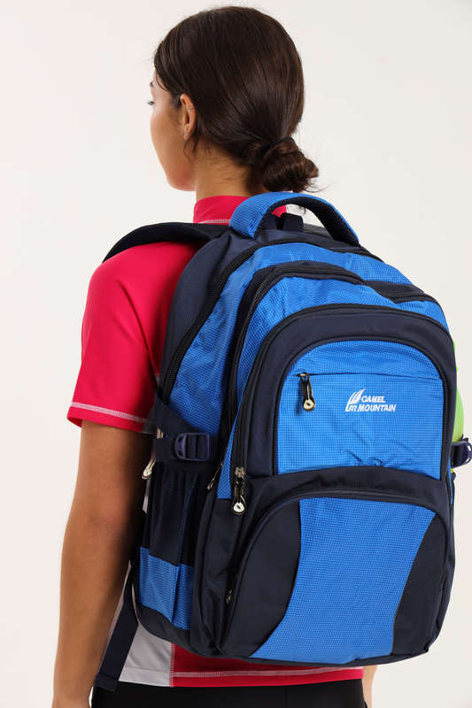 Camel Mountain Travel Backpack School Bag with Multiple Compartments &amp; Free Water Bottle