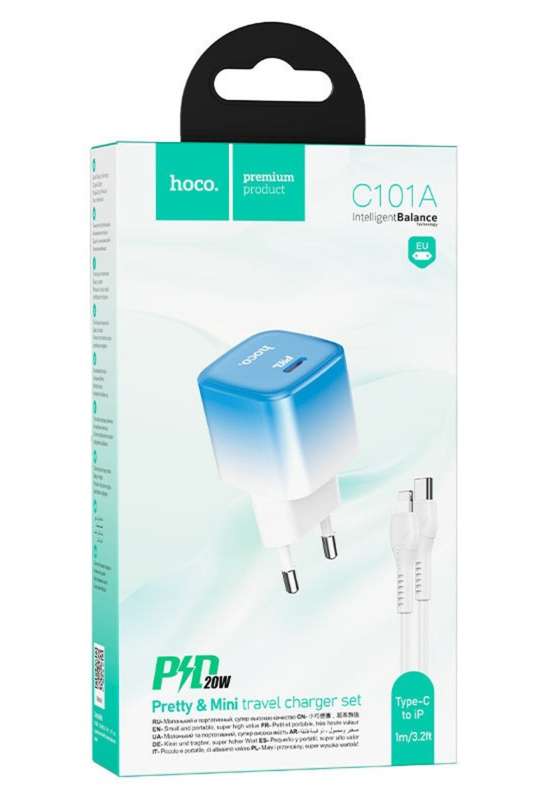HOCO C101A Wall Charger Set  With Cable Type C to iPhone