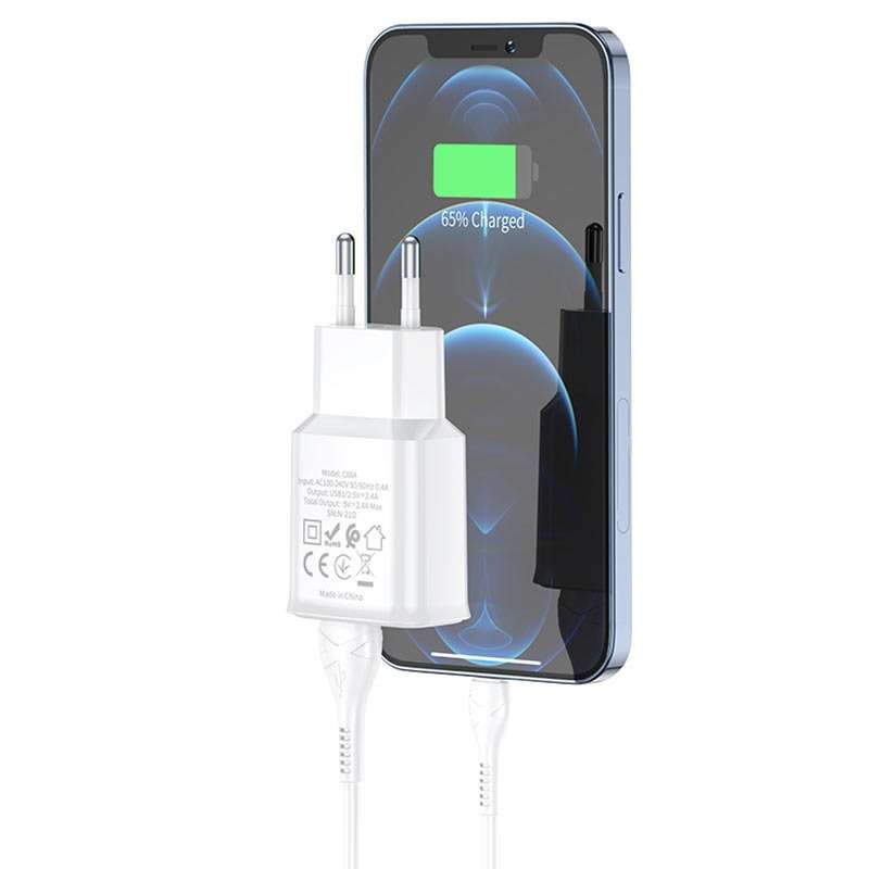 HOCO C88A Dual Port USB to iPhone Charger Set With Cable