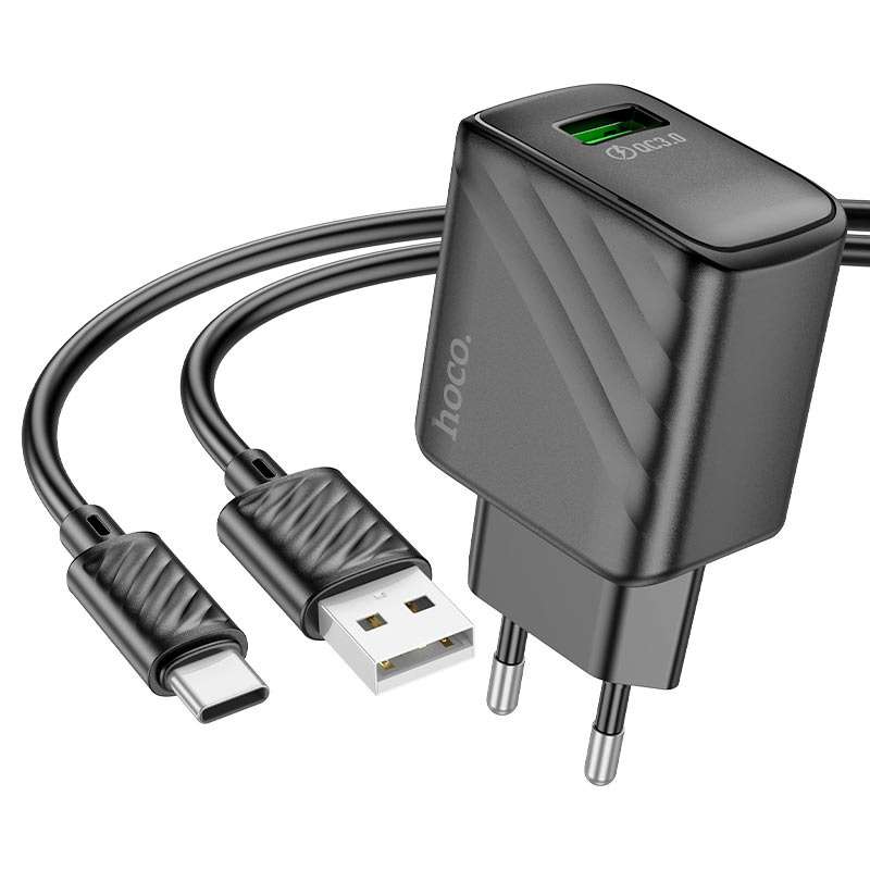 HOCO CS21A Wall Charger Set Rich QC3.0 EU Cable Set USB To Type-C