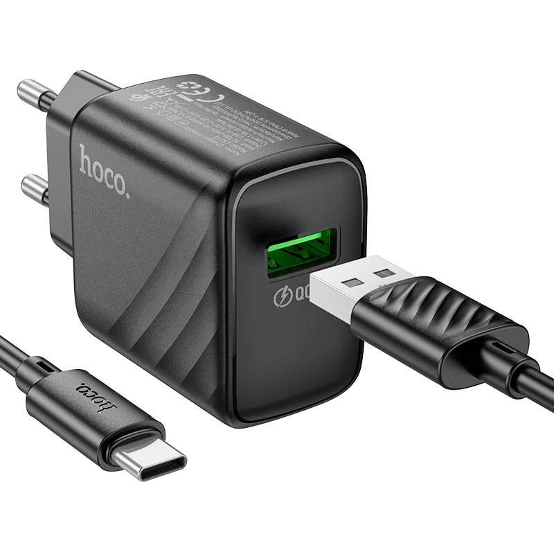HOCO CS21A Wall Charger Set Rich QC3.0 EU Cable Set USB To Type-C