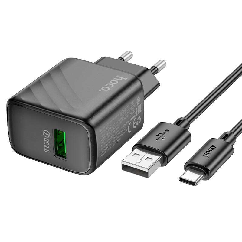 HOCO CS21A Wall Charger Set Rich QC3.0 EU Cable Set USB To Type-C