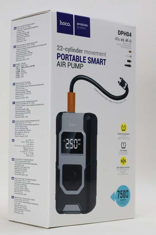 HOCO DPH04 Portable Smart Air Pump With 4 Attachments